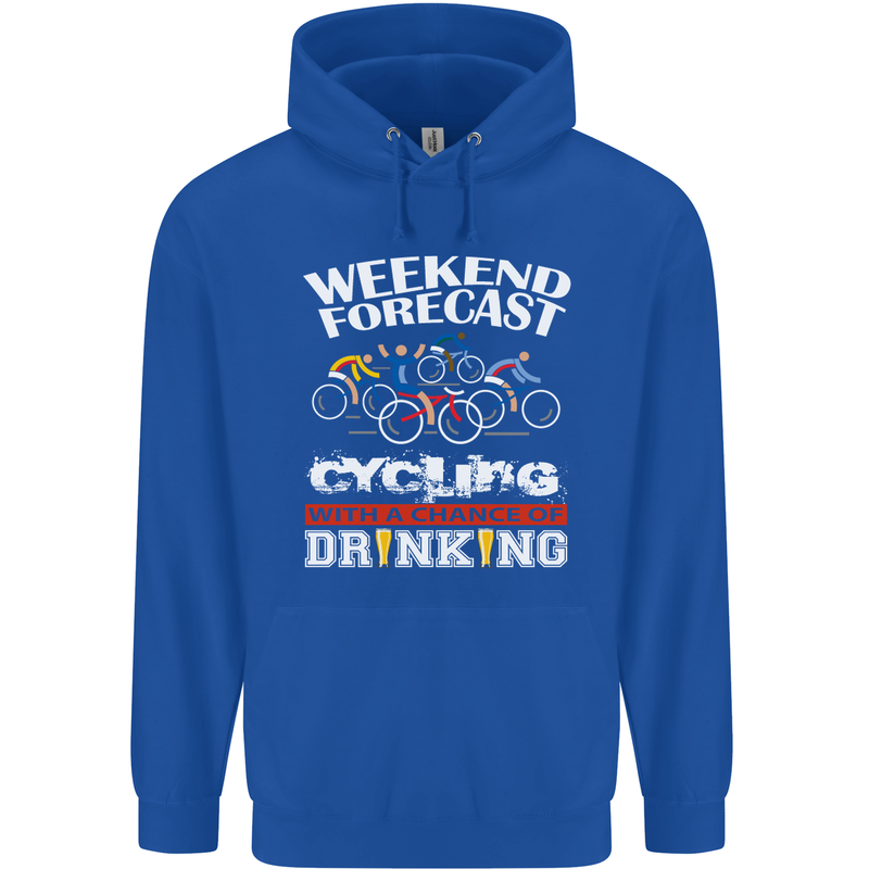 Weekend Forecast Cycling Cyclist Funny Mens 80% Cotton Hoodie Royal Blue
