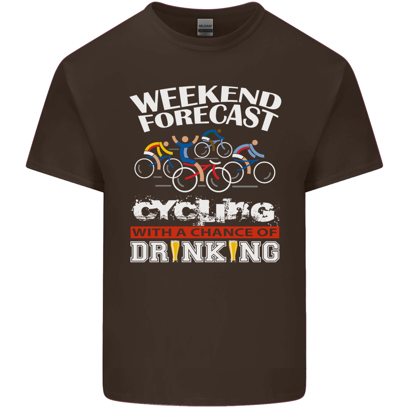 Weekend Forecast Cycling Cyclist Funny Mens Cotton T-Shirt Tee Top Dark Chocolate