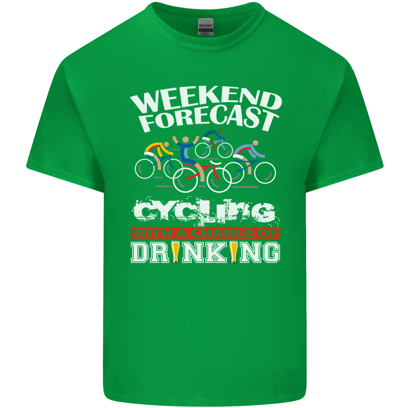 Weekend Forecast Cycling Cyclist Funny Mens Cotton T-Shirt Tee Top Irish Green