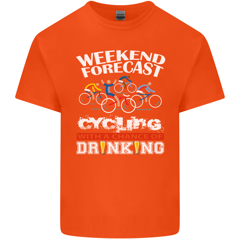 Weekend Forecast Cycling Cyclist Funny Mens Cotton T-Shirt Tee Top Orange