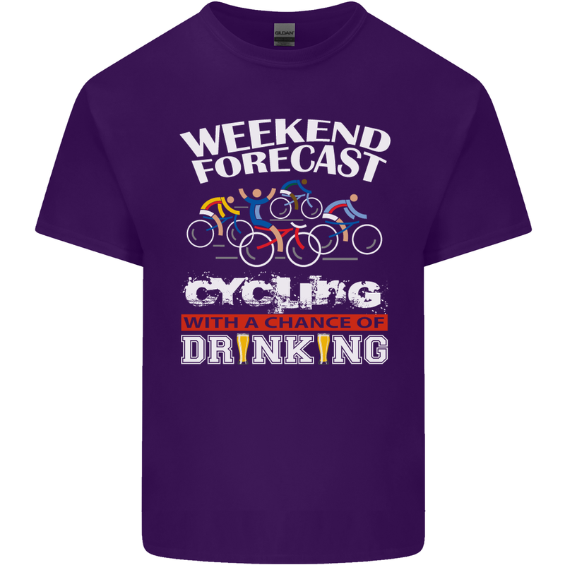 Weekend Forecast Cycling Cyclist Funny Mens Cotton T-Shirt Tee Top Purple