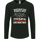 Weekend Forecast Cycling Cyclist Funny Mens Long Sleeve T-Shirt Black