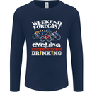 Weekend Forecast Cycling Cyclist Funny Mens Long Sleeve T-Shirt Navy Blue