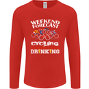 Weekend Forecast Cycling Cyclist Funny Mens Long Sleeve T-Shirt Red
