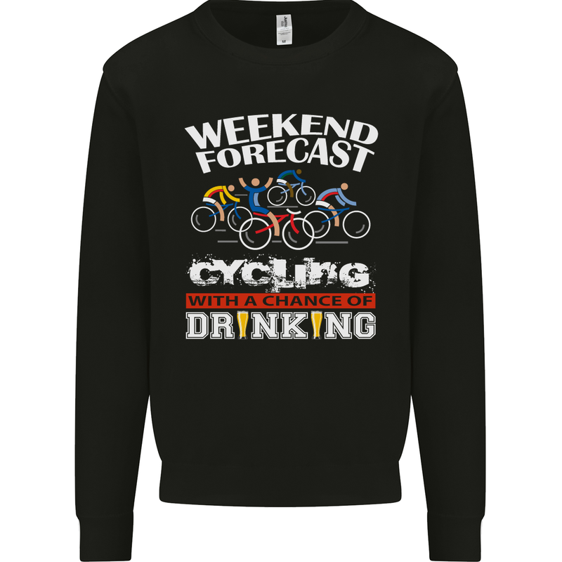 Weekend Forecast Cycling Cyclist Funny Mens Sweatshirt Jumper Black