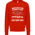 Weekend Forecast Cycling Cyclist Funny Mens Sweatshirt Jumper Bright Red