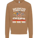 Weekend Forecast Cycling Cyclist Funny Mens Sweatshirt Jumper Caramel Latte