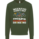 Weekend Forecast Cycling Cyclist Funny Mens Sweatshirt Jumper Forest Green