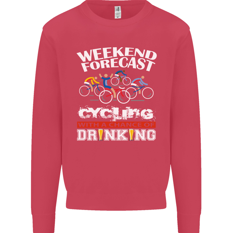 Weekend Forecast Cycling Cyclist Funny Mens Sweatshirt Jumper Heliconia