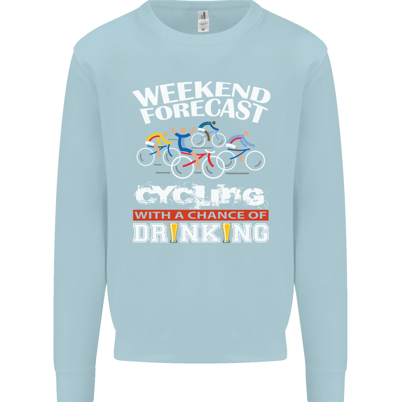 Weekend Forecast Cycling Cyclist Funny Mens Sweatshirt Jumper Light Blue
