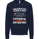 Weekend Forecast Cycling Cyclist Funny Mens Sweatshirt Jumper Navy Blue