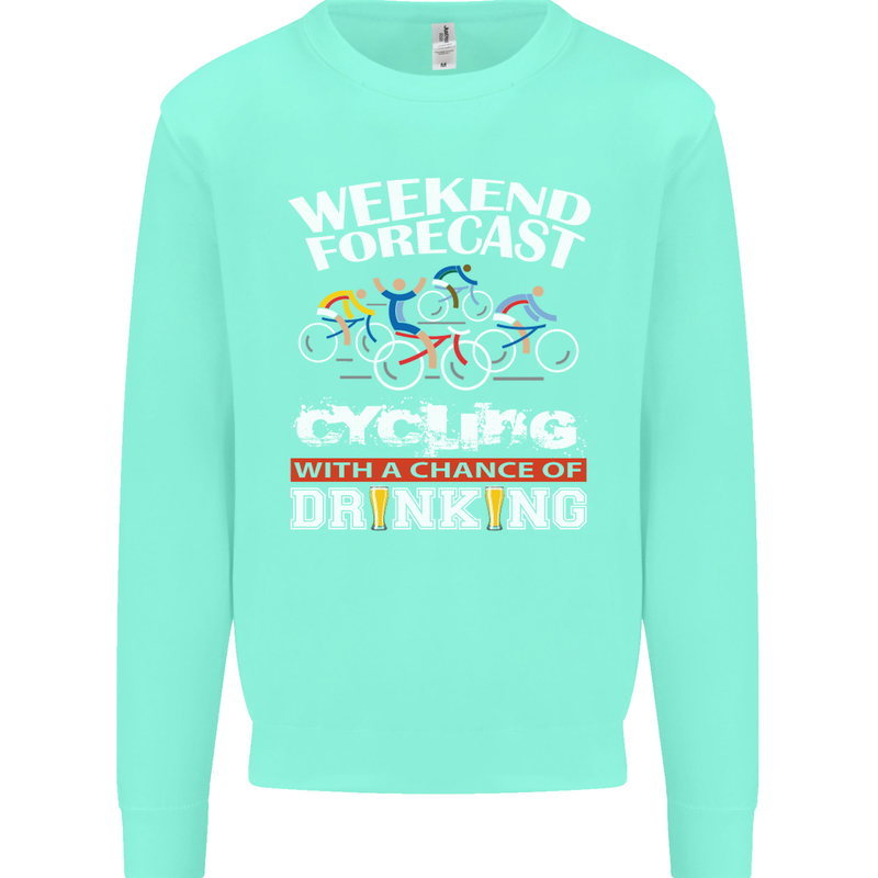 Weekend Forecast Cycling Cyclist Funny Mens Sweatshirt Jumper Peppermint