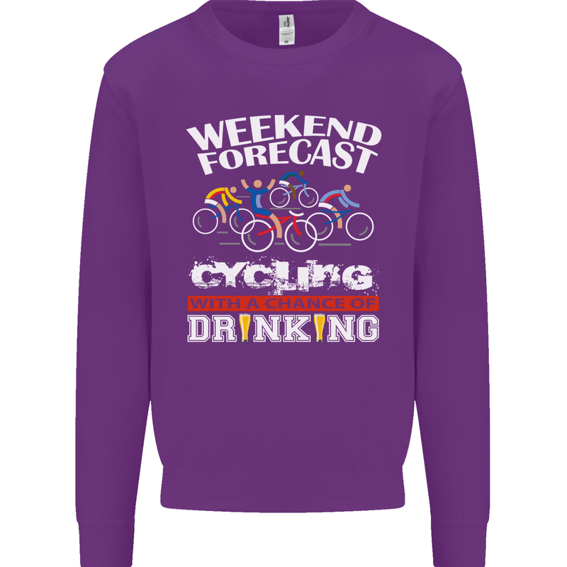 Weekend Forecast Cycling Cyclist Funny Mens Sweatshirt Jumper Purple