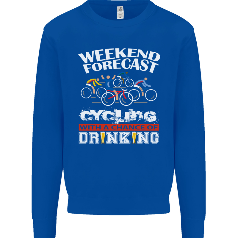 Weekend Forecast Cycling Cyclist Funny Mens Sweatshirt Jumper Royal Blue
