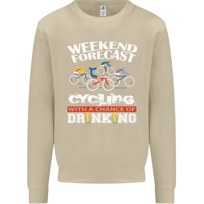 Weekend Forecast Cycling Cyclist Funny Mens Sweatshirt Jumper Sand