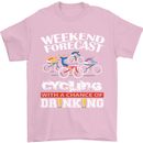 Weekend Forecast Cycling Cyclist Funny Mens T-Shirt Cotton Gildan Light Pink