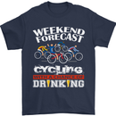 Weekend Forecast Cycling Cyclist Funny Mens T-Shirt Cotton Gildan Navy Blue