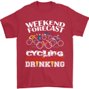 Weekend Forecast Cycling Cyclist Funny Mens T-Shirt Cotton Gildan Red