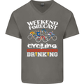 Weekend Forecast Cycling Cyclist Funny Mens V-Neck Cotton T-Shirt Charcoal
