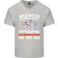 Weekend Forecast Cycling Cyclist Funny Mens V-Neck Cotton T-Shirt Sports Grey