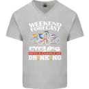 Weekend Forecast Cycling Cyclist Funny Mens V-Neck Cotton T-Shirt Sports Grey