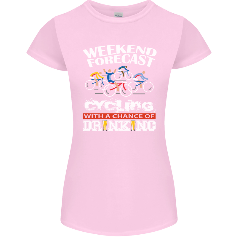 Weekend Forecast Cycling Cyclist Funny Womens Petite Cut T-Shirt Light Pink