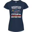 Weekend Forecast Cycling Cyclist Funny Womens Petite Cut T-Shirt Navy Blue