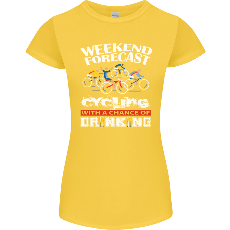 Weekend Forecast Cycling Cyclist Funny Womens Petite Cut T-Shirt Yellow
