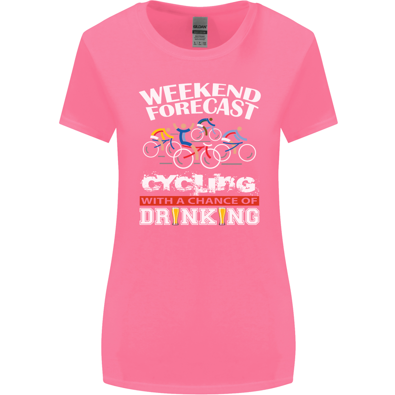 Weekend Forecast Cycling Cyclist Funny Womens Wider Cut T-Shirt Azalea