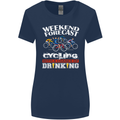 Weekend Forecast Cycling Cyclist Funny Womens Wider Cut T-Shirt Navy Blue