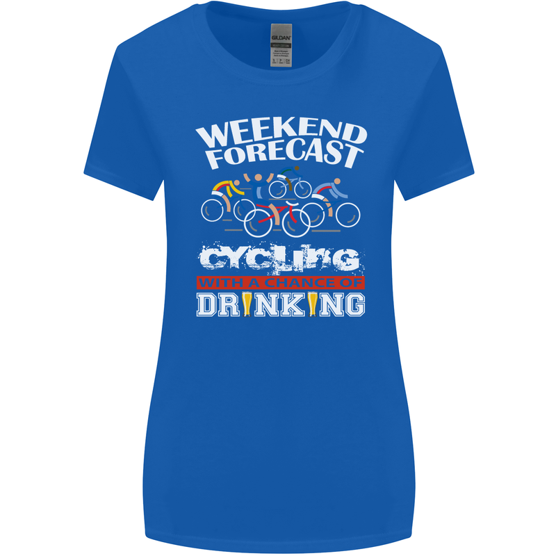 Weekend Forecast Cycling Cyclist Funny Womens Wider Cut T-Shirt Royal Blue