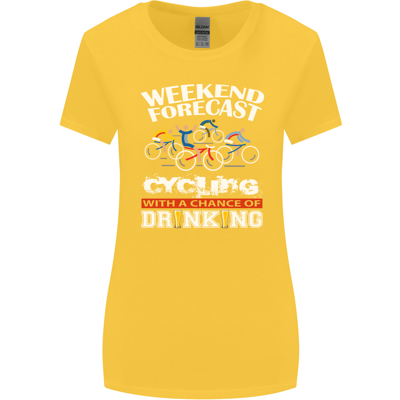 Weekend Forecast Cycling Cyclist Funny Womens Wider Cut T-Shirt Yellow