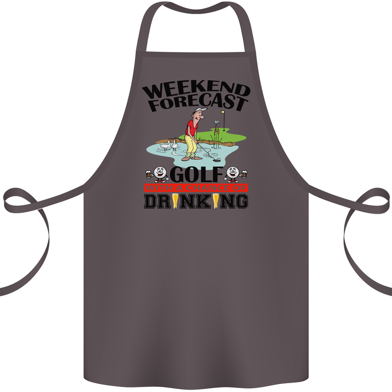 Weekend Forecast Golf with a Chance of Drinking Cotton Apron 100% Organic Dark Grey