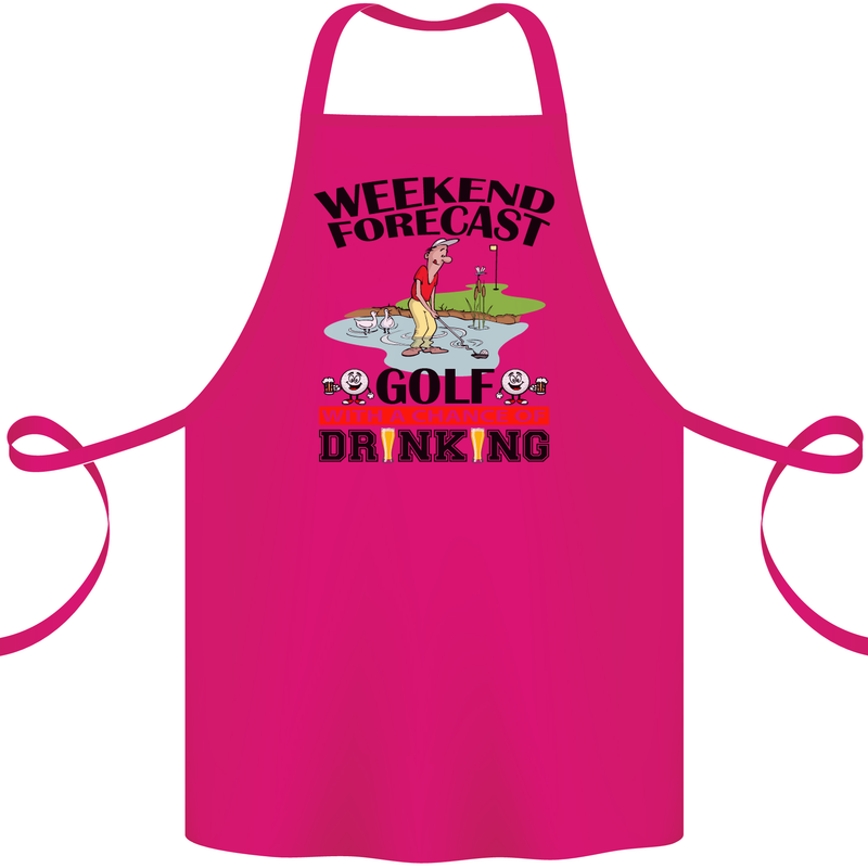 Weekend Forecast Golf with a Chance of Drinking Cotton Apron 100% Organic Pink