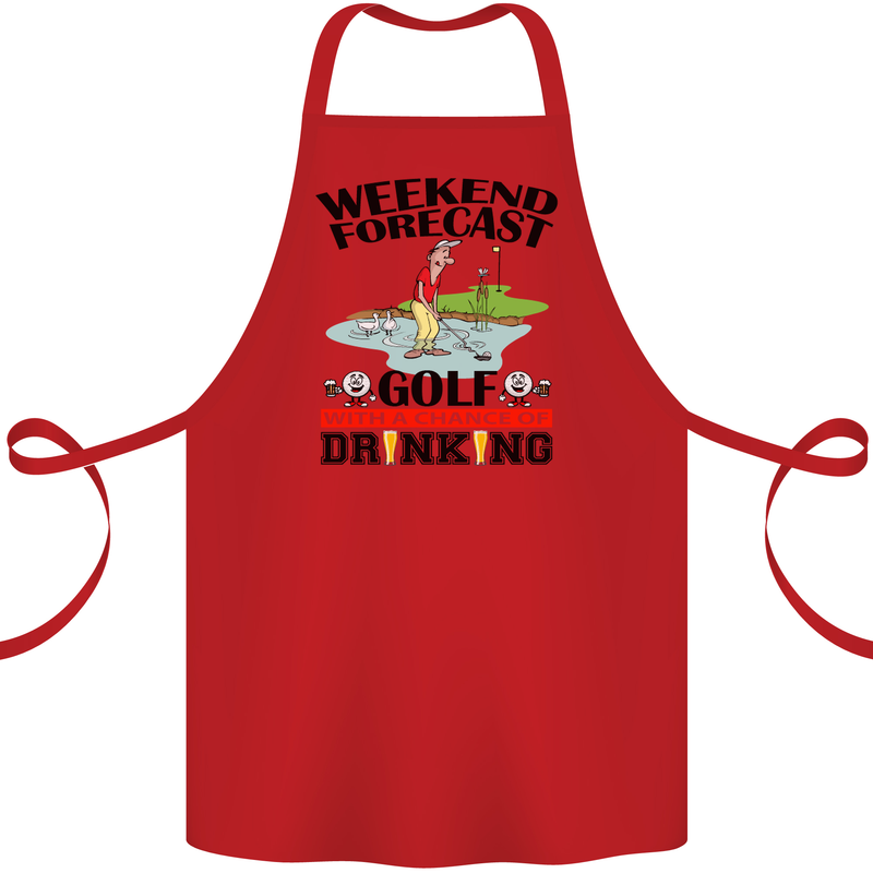 Weekend Forecast Golf with a Chance of Drinking Cotton Apron 100% Organic Red