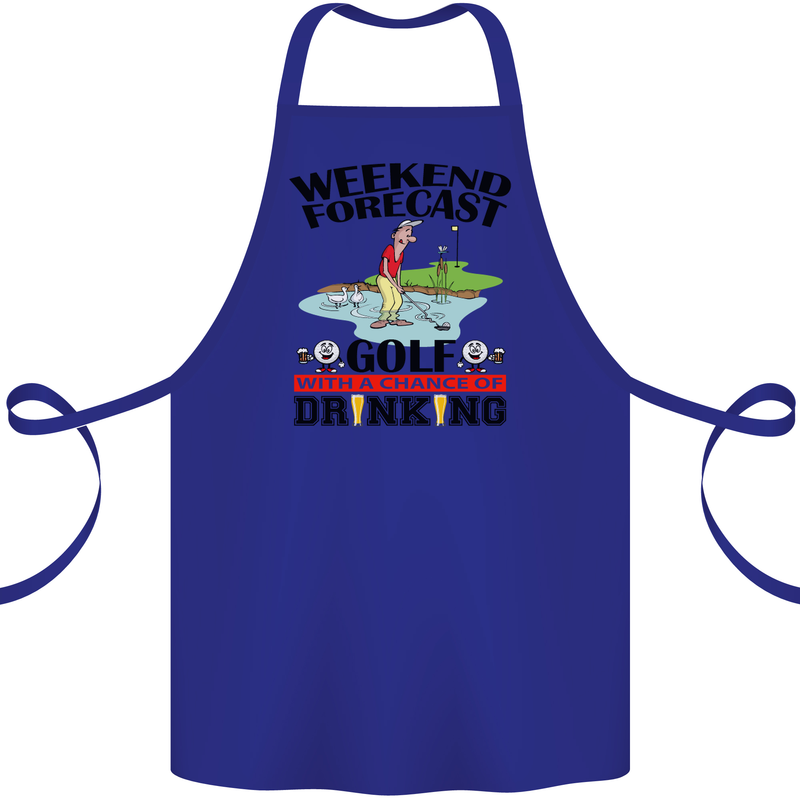 Weekend Forecast Golf with a Chance of Drinking Cotton Apron 100% Organic Royal Blue