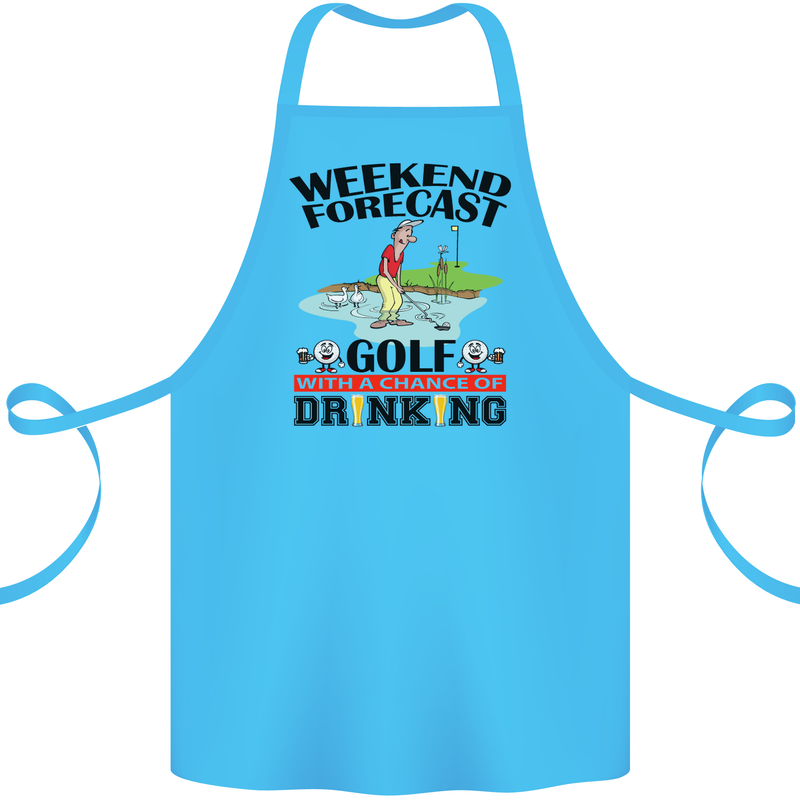Weekend Forecast Golf with a Chance of Drinking Cotton Apron 100% Organic Turquoise