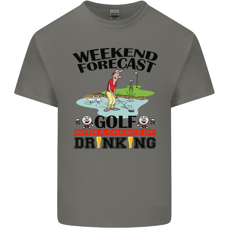 Weekend Forecast Golf with a Chance of Drinking Mens Cotton T-Shirt Tee Top Charcoal