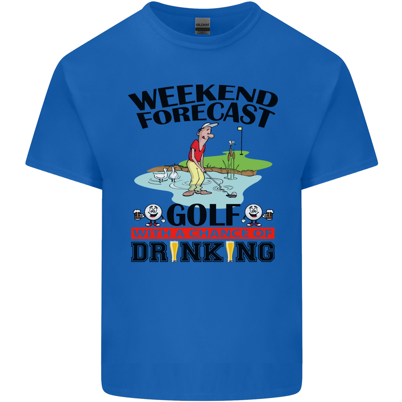 Weekend Forecast Golf with a Chance of Drinking Mens Cotton T-Shirt Tee Top Royal Blue