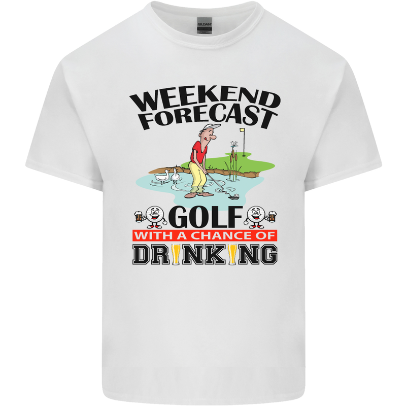 Weekend Forecast Golf with a Chance of Drinking Mens Cotton T-Shirt Tee Top White