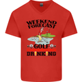 Weekend Forecast Golf with a Chance of Drinking Mens V-Neck Cotton T-Shirt Red