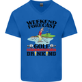 Weekend Forecast Golf with a Chance of Drinking Mens V-Neck Cotton T-Shirt Royal Blue