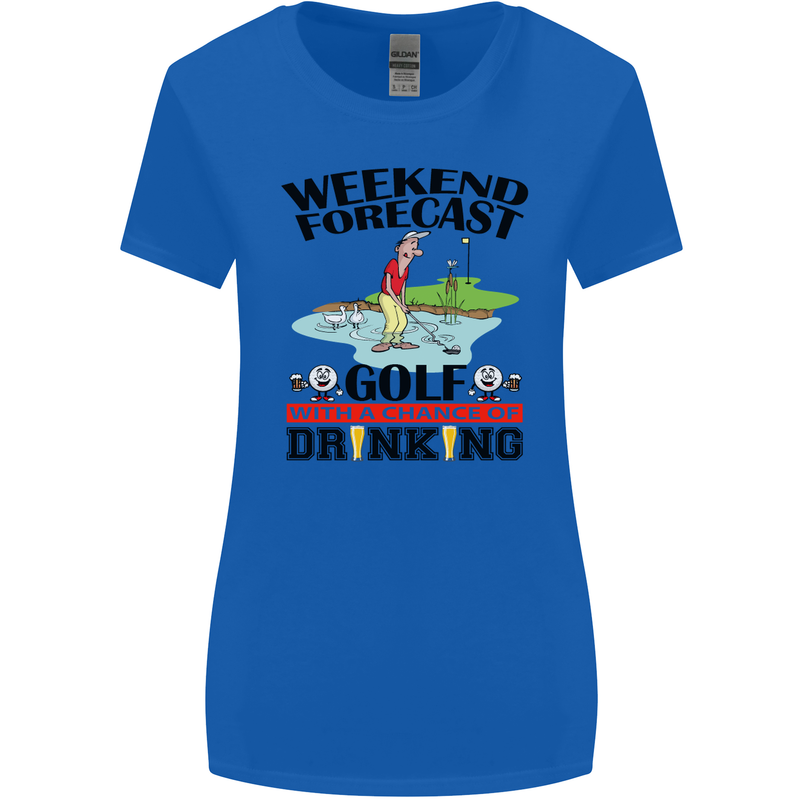 Weekend Forecast Golf with a Chance of Drinking Womens Wider Cut T-Shirt Royal Blue