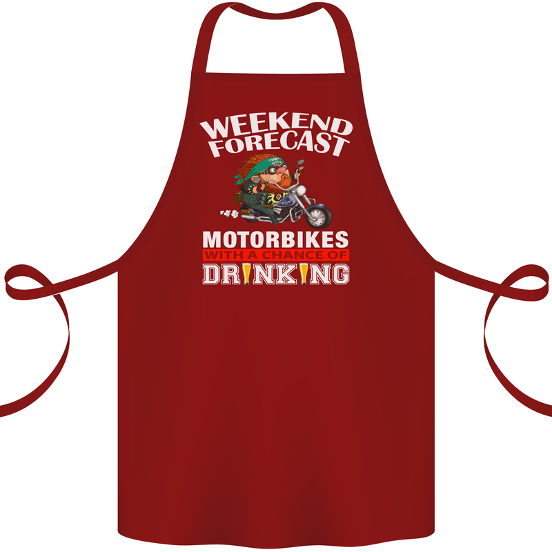 Weekend Forecast Motorbikes Cotton Apron 100% Organic Maroon