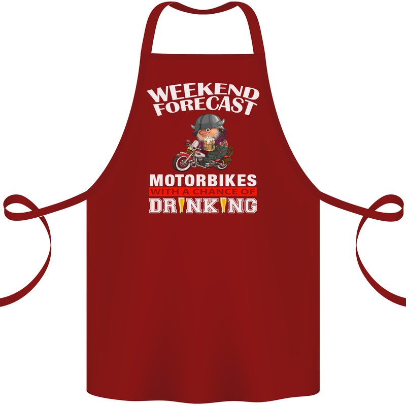 Weekend Forecast Motorbikes Cotton Apron 100% Organic Maroon