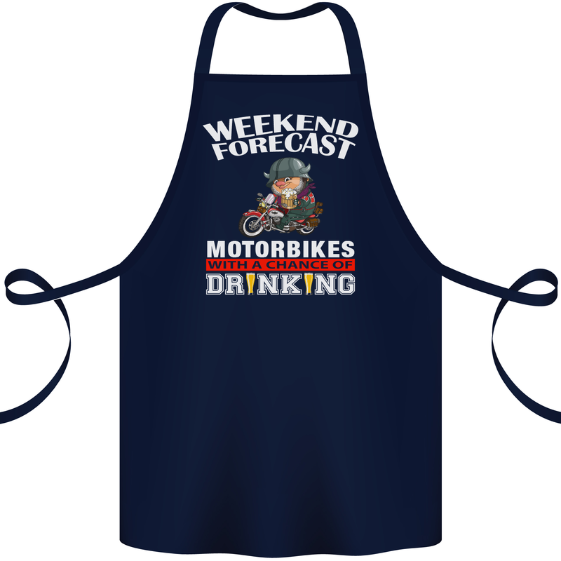 Weekend Forecast Motorbikes Cotton Apron 100% Organic Navy Blue