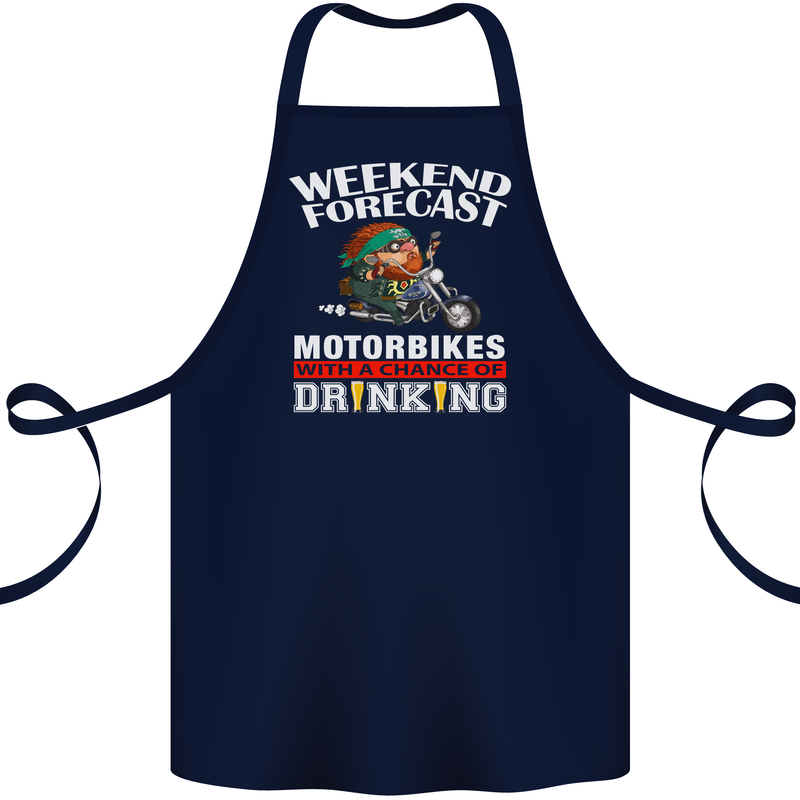 Weekend Forecast Motorbikes Cotton Apron 100% Organic Navy Blue