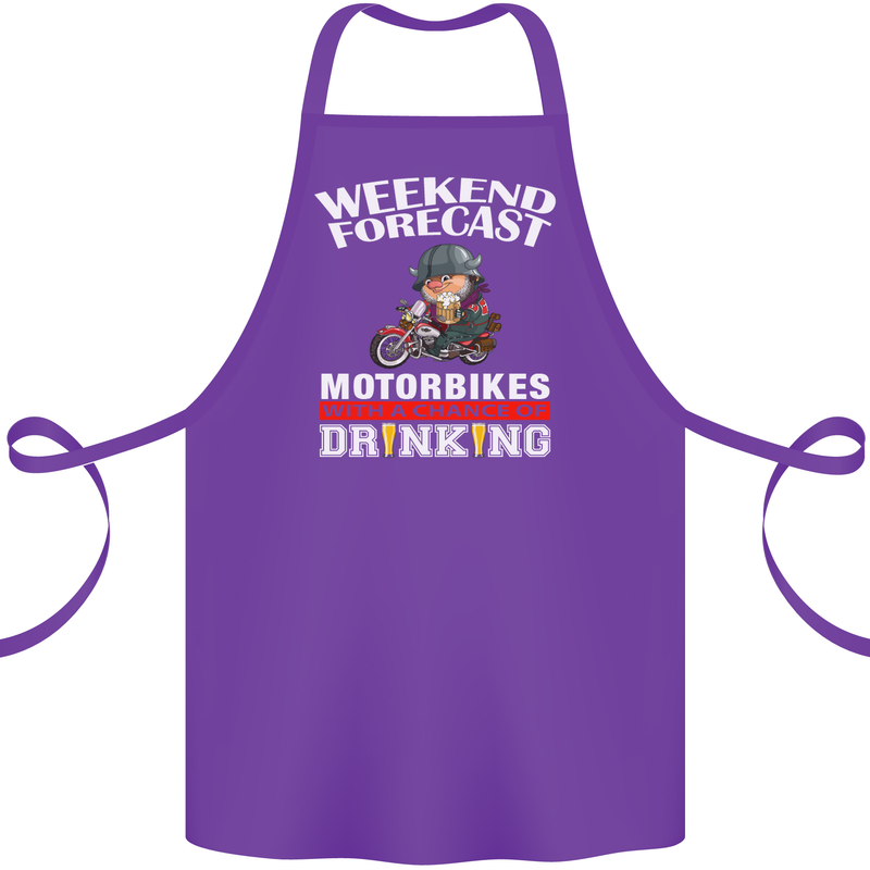 Weekend Forecast Motorbikes Cotton Apron 100% Organic Purple
