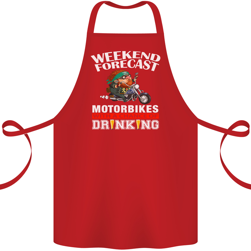 Weekend Forecast Motorbikes Cotton Apron 100% Organic Red