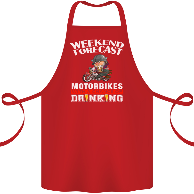 Weekend Forecast Motorbikes Cotton Apron 100% Organic Red